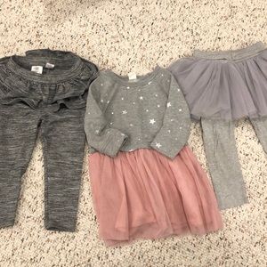 LOT 4 GIRLS GAP TUTU LEGGINGS DRESS PIN GRAY 24